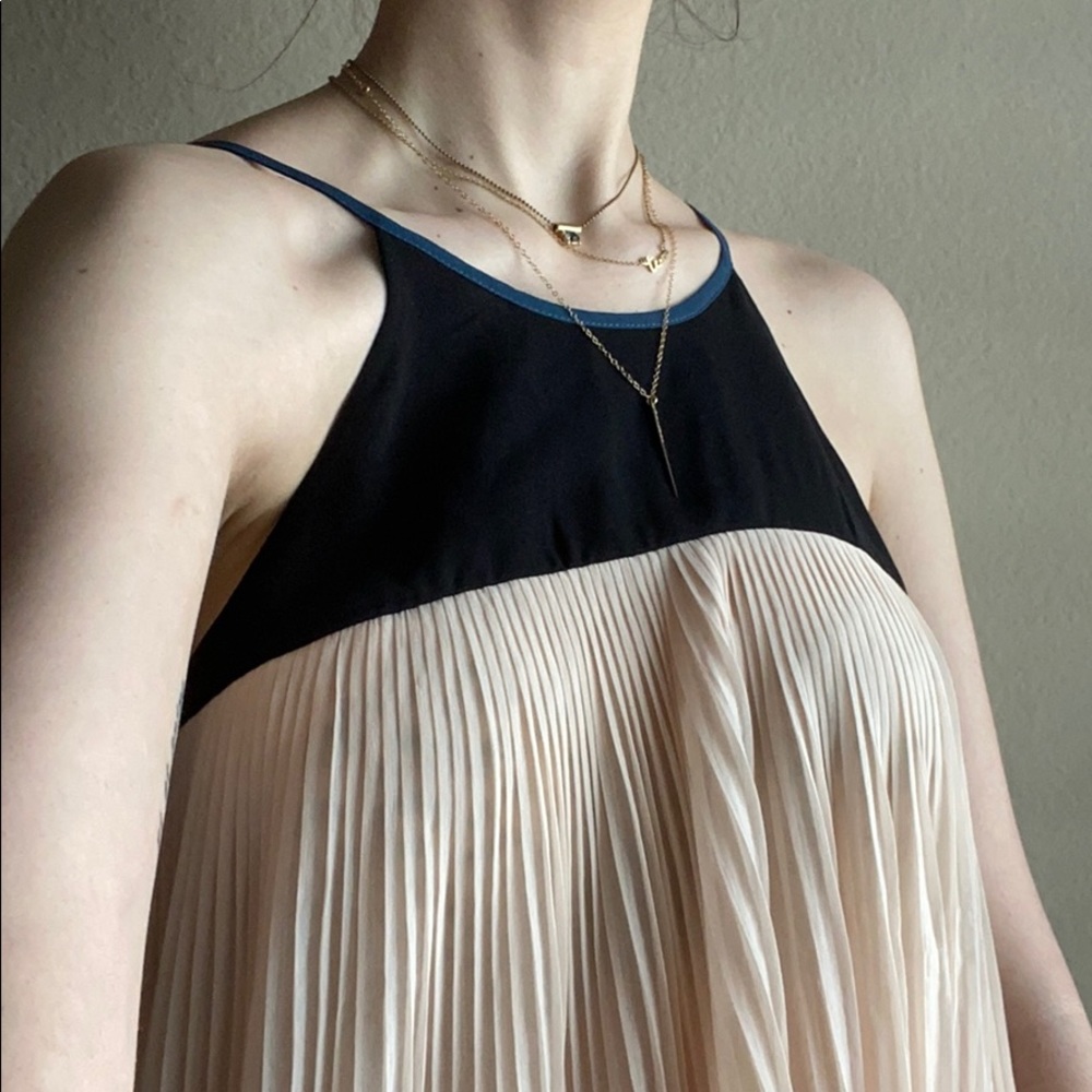 Blush Pink Accordion Pleat Stappy Blouse